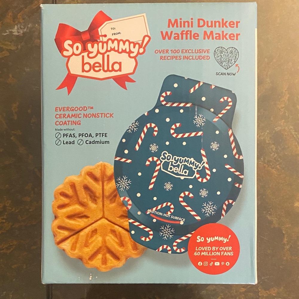 New So Yummy Bella Mini Dunker Waffle Maker